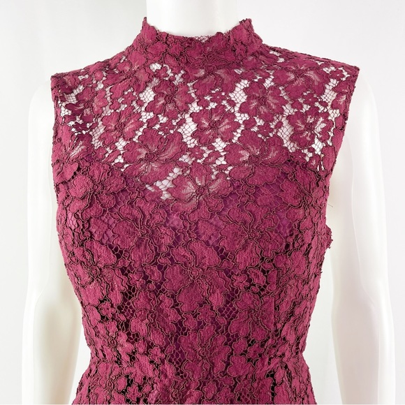 Sandro Paris Size 1 US S Burgundy Red ROMIE Lace Mini Dress with Open Back - Picture 5 of 15